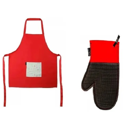 Set De Cocina Rojo Delantal Y Guante Neopreno